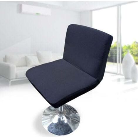 Swivel bar stool cover with elastic backrest, black