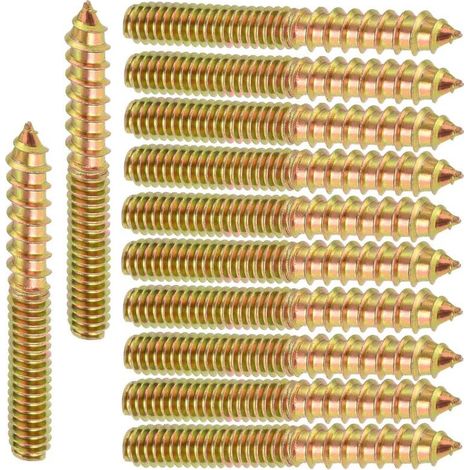 12Pcs Vis Double Filetage, Connecteur de Meubles en Bois, Double Extrémité Fileté Autotaraudeuse Vis Tige Boulon Goujon Vis Double Filetage Bois pour Meubles en Bois à Fixation, M6 x 40mm (1/5)