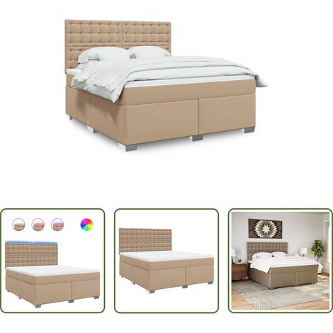 vidaXL Surmatelas -  Sommier à lattes de lit avec matelas Cappuccino 180x200 cm (1/5)
