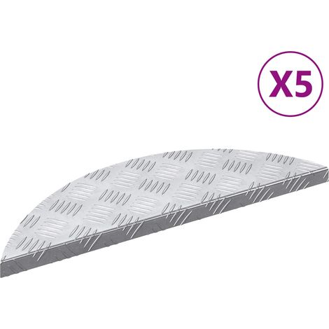 Treppe Tritt Halbmond 5 pcs Silber 60 x 18 x 2,5 cm Aluminium