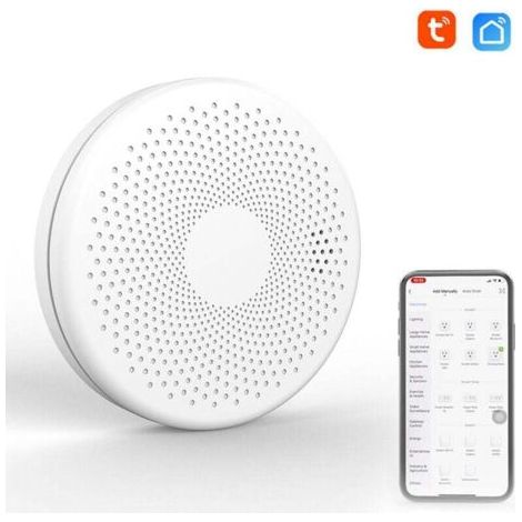 Detector de humo de monóxido de carbono inteligente 2 en 1 con wifi, alarma de sonido de gas y luz estroboscópica.