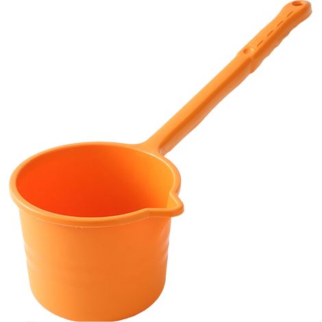 Louche à long manche, louche de cuisine épaisse, gobelet de douche en plastique pour la salle de bain, pour se laver les cheveux, couleur orange (1/5)