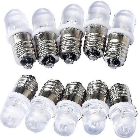 Paquete de 10 bombillas LED E10 de 12 V, luz blanca cálida, foco (1/3)