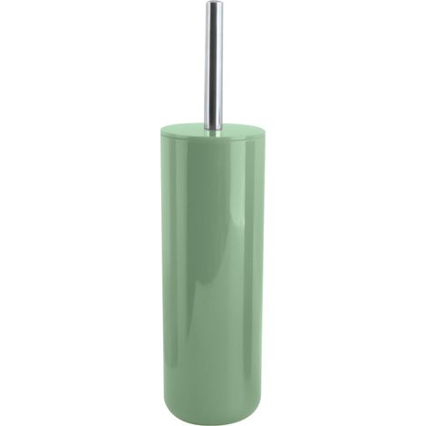 Brosse WC Porte-Balai Toilette Ensemble WC à Poser en Polystyrène Manche en Acier Inoxydable Couleur Basilic Tête de Brosse Échangeable (1/3)