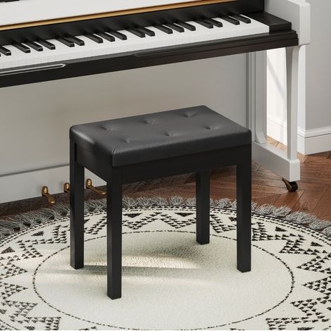 Klavierbank 55x34x50 cm schwarz mit Stauraum, Kunstleder-Sitz und Holzbeinen MEUBLIV (1/5)