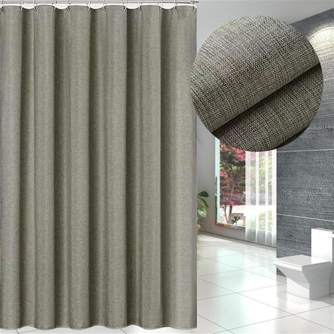 Rideau de Douche Anti-Moisissure, Imperméable en Polyester Avec Crochets pour Baignoire et Cabine de Douche, Gris 240 x 180 cm (1/4)