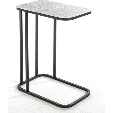 Table d'appoint en métal noir et aluminium argenté -longueur 46 x profondeur 29 x hauteur 62 cm