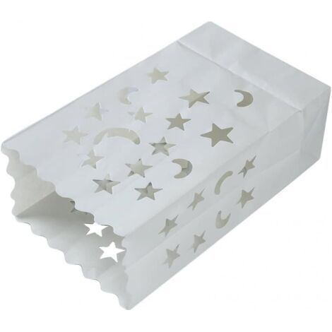 Sacs à bougies blancs, sacs lumineux en papier, lanternes en papier, décorations de nuit pour anniversaire, mariage, Saint-Valentin et fêtes romantiques.10PCS (1/4)