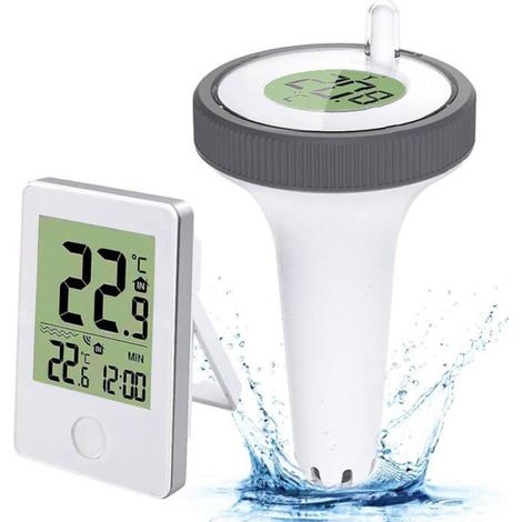 Thermomètre Piscine Flottant Numérique Sans Fil - Écran LCD avec Récepteur, Thermomètre Intérieur/Extérieur pour Piscines Baignoires (1/5)