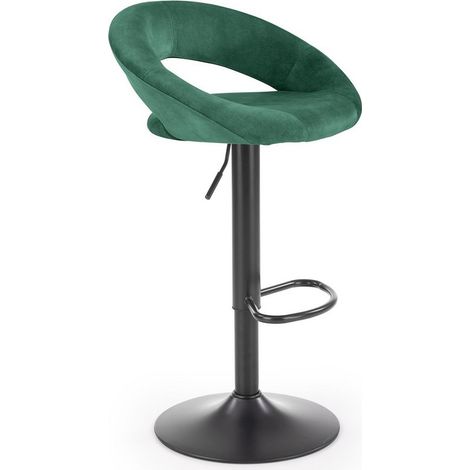 Tabouret de bar contemporain en velours vert avec structure en métal noir BEDIVERE (1/5)