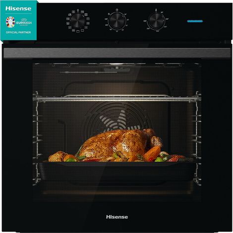Hisense BI64111AB Forno Multifunzione Termoventilato, Cavità XXL 77 Litri, 12 Funzioni Cottura, Pulizia Acqua Clean, Classe A, Preriscaldamento Rapido, Funzione Pizza 300 °C, Air Fry, nero