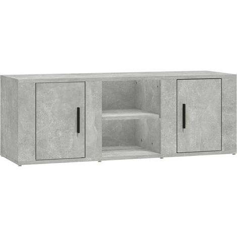Meuble TV, Étagère TV, Meuble de Salon, Moderne Gris béton 100x31,5x35 cm Bois d'ingénierie OIB2675E (1/5)