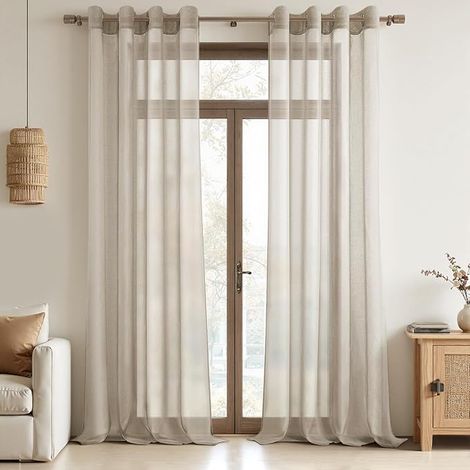 Rideau Voilage 140x230 Rideau Salon Transparent Beige Chambre Enfant Salon Moderne Rideau Voile (1/3)