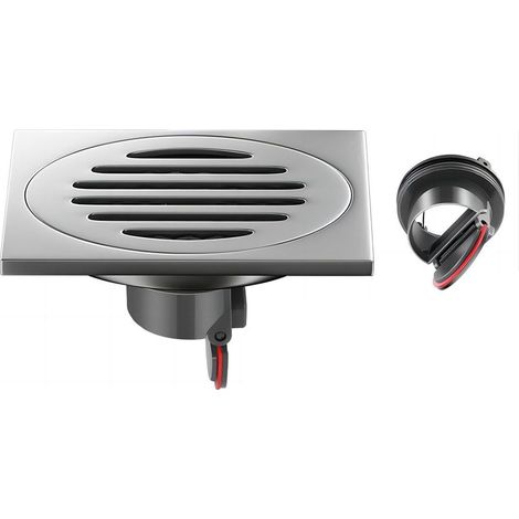 Drain de Douche Carré en Acier Inoxydable Drain de Plancher Anti-Odeur pour Salle de Bain, Carré 100 mm, Noir (1/5)