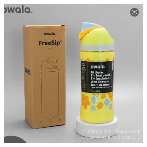Gourde isotherme Owala 16 oz à double paroi, idéale pour le sport en extérieur, le fitness et les activités de plein air, notamment en voiture, avec paille pour les boissons chaudes et froides.