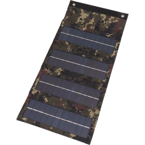 Faltbare 4-Panel-Solarladetasche (4-Klappen) mit faltbarem monokristallinem Solarpanel, ideal für Camping, Wandern und Notfallsituationen (Tarnung). (1/5)