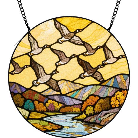 30 cmPanneau attrape-soleil en vitrail floral, décoration fenêtre en verre coloré, idée cadeau anniversaire (1/5)