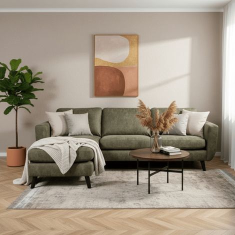 Ecksofa Gwen Stoff olivgrün