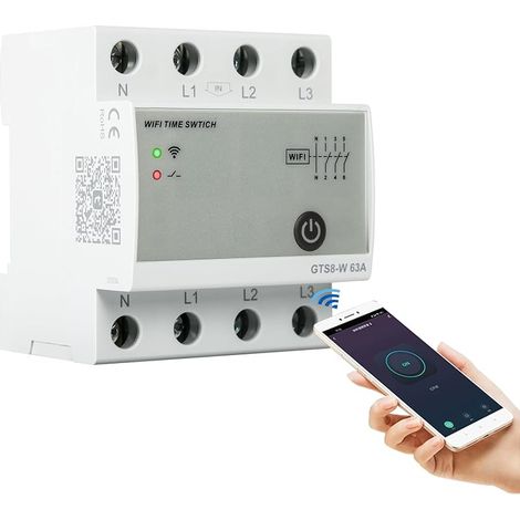 Commutateur WIFI Interrupteur Connecté Intelligent WiFi Time Switch Smart Home Télécommande Commutateur par Tuya APP AC220V 4P 63A Disjoncteurs (1/5)
