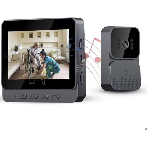 Sonnette Vidéo Sans Fil avec écran IPS De 4.3 pouce Interphone Video Sonnette Extérieure sans Fil et Ecran Microphone Intégré (1/4)