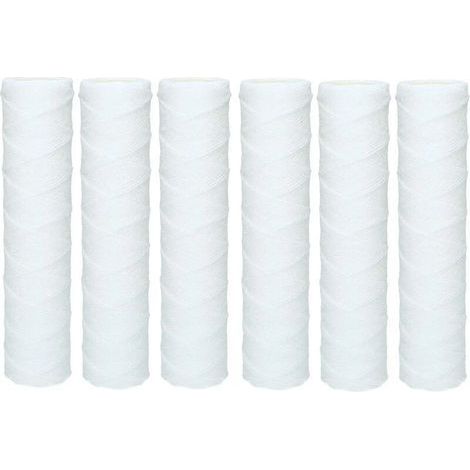 Lot de 6 cartouches sédiment bobinées 25 cm – Filtration 50 microns – Pour osmose inverse et filtration des particules (1/4)