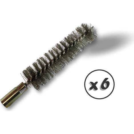 Ecouvillon INOX Condenseur Lot de 6 Ø 20 mm Raccord laiton taraudé M6 femelle Torsade en acier galvanisé Brosse nettoyage paroi tube alésage Kibros 4TCI20x6 (1/5)