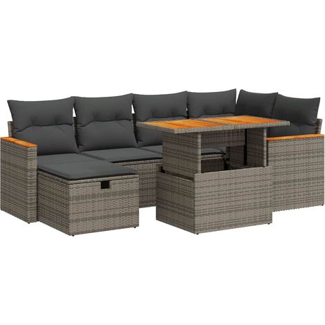 vidaXL Set Divano da Giardino 8 pz con Cuscini Grigio in Polyrattan (1/5)