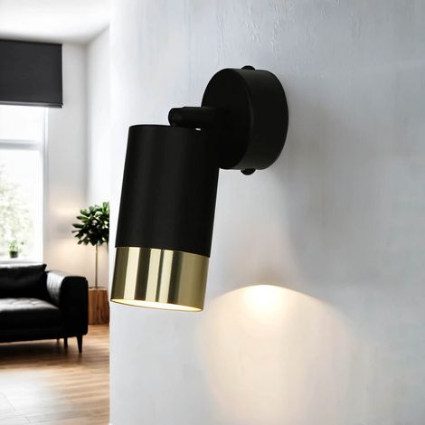 Wandleuchte Aluminium GU10 verstellbar in Schwarz Gold