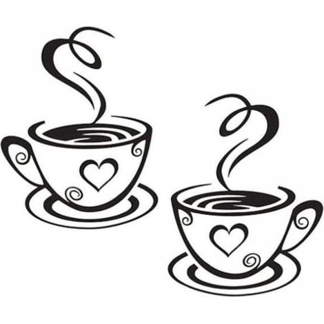 Coffee Cup Design Wall Stickers Home Decals Kitchen Restaurant Decor (1/5)