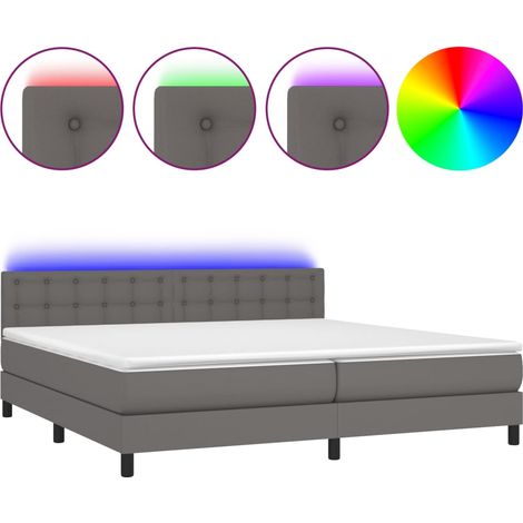 Maison Exclusive - Giroletto Molle con Materasso e LED Grigio 200x200cm Similpelle (1/5)