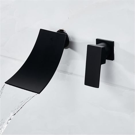 Robinet de salle de bain mural effet cascade – Robinet de baignoire moderne à poignée unique, chromé (1/5)