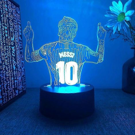 Veilleuse 3D Messi, télécommande tactile, 16 couleurs changeantes, lampe de chevet décorative