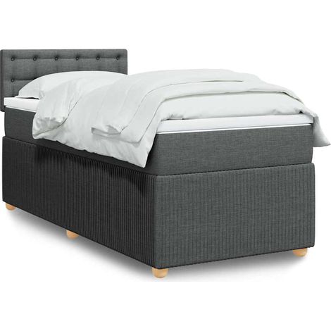 Boxspringbett mit Matratze Dunkelgrau 80x200 cm Stoff