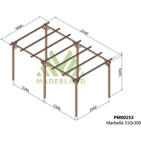Pérgola de Madera Maciza Marbella (Maderland) - Gardeneas - 510 x 300 cm (1/3)