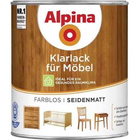 Alpina Klarlack für Möbel 750 ml farblos seidenmatt Lack Möbellack Holzlack (1/3)