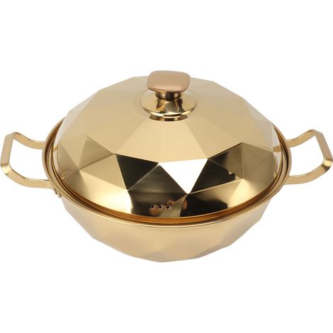 Zweistöckiger Edelstahl-Dampfgarer 201, vielseitiger Topf mit Deckel und goldenem Griff für die Küche (1/5)