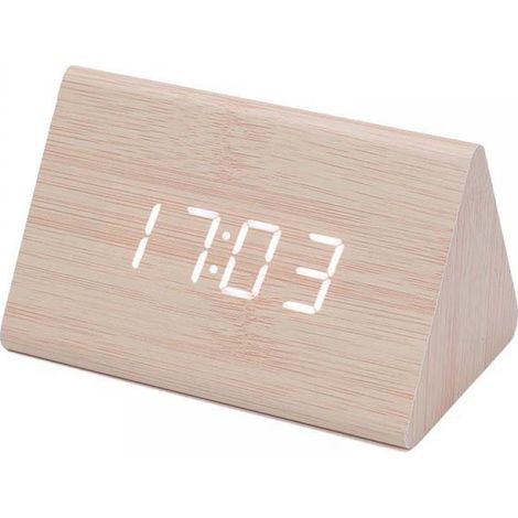 Horloge Électronique Avec Affichage LED - Horloge Réveil En Bois - Affichage Heure Température - Commande Vocale - 3 Réveils - 1 Pièce (1/2)