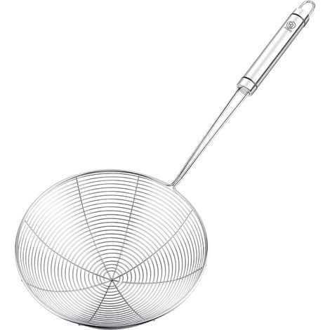 Juego de utensilios de cocina de acero inoxidable, cuchara para pasta con tela de araña, colador de cocina de malla fina, desengrasante, olla para endurecer, colador separador. (1/5)