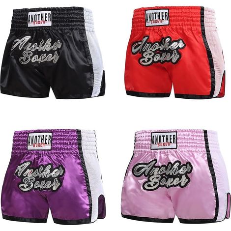 Short de Boxe MMA Muay Thai Entraînement Unisexe Respirant Taille Élastique Combat Trunks Adultes, Rose Violet M (1/5)