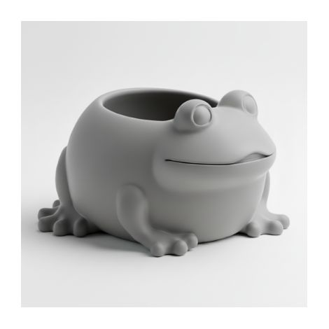 Pot de fleurs décoratif gris pour plantes en forme de grenouille, design moderne (1/3)