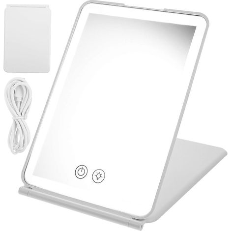 Miroir de maquillage pliable unique USB, miroir tactile lumineux, miroir de bureau pour chambre à coucher (1/5)