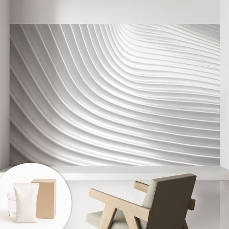 Papier peint décoratif avec colle pour salon, chambre à coucher et bureau – Design moderne et facile à poser Vagues élégantes 104x70 cm (1/5)