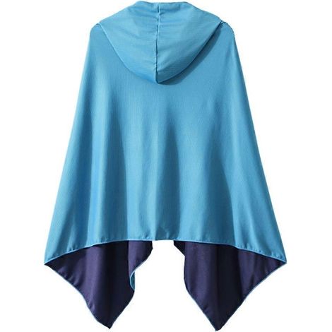 Kühlender Strandponcho, Bademantel mit Kapuze, saugfähiges Handtuch, Cape zum Schwimmen, Yoga, Camping und Sport, himmelblau (1/5)