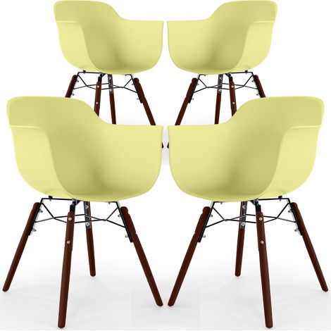 Sedie da Pranzo - Design Scandinavo - Gambe in Legno Scuro - Set di 4 - Nordika