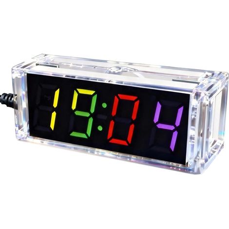 Horloge numérique LED à Quatre Chiffres à Monter soi-même, kit de Soudure électronique, avec Affichage RGB, Format 12/24 Heures, Alarme, chronomètre et Compte à rebours, kit éducatif (1/5)