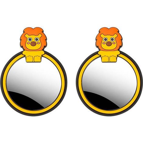 2 rétroviseurs auxiliaires de voiture - Petit Lion, rétroviseur d'angle mort réglable à 360°, petit rétroviseur rond à ventouse (1/5)