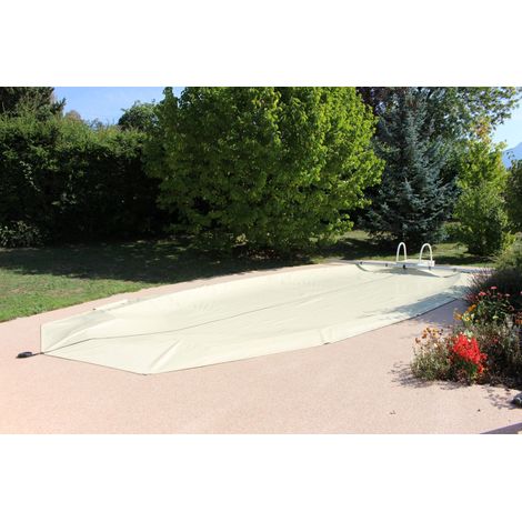Couverture de Sécurité 4 Saisons Cov'Top - Piscine 2x4m - Enrouleur manuel inclus - Bâche Beige - POOLCO (1/5)
