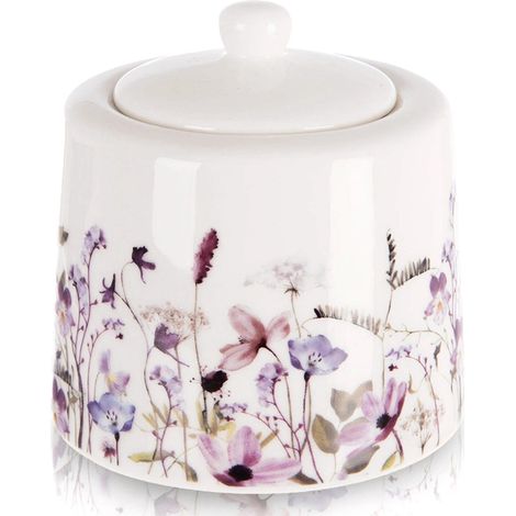 Porcelain Sugar Bowl with Lid, Wildflower Design, 320 ml (1/5)