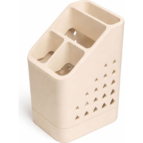 Organizador escurridor de cubiertos color beige para secar tenedores, cucharas y cuchillos. (1/3)