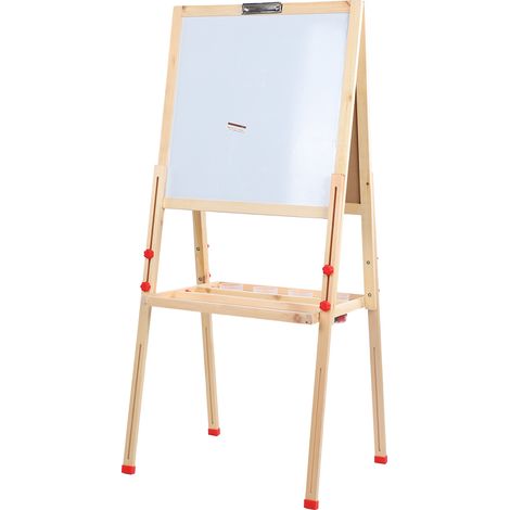 Chevalet en bois pour enfant, tableau double face magnétique et ardoise, support réglable pour dessin, peinture et activités créatives (1/5)